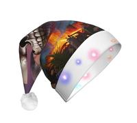 WZYCWB Sombrero de Papá Noel colorido con patrón de llama rosa | Sombrero de felpa brillante para Navidad, Año Nuevo y eventos de fiesta