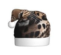 WZYCWB Sombrero de Papá Noel con estampado de leopardo de ojos grandes, adecuado para fiestas de Navidad, fiestas de Año Nuevo y actuaciones escénicas.