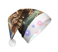 WZYCWB Sombrero de Papá Noel con patrón de cielo de castillo de anime, sombrero de felpa brillante para Navidad, Año Nuevo y eventos de fiesta