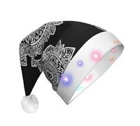 WZYCWB Sombrero de Papá Noel con patrón de mandala de borde negro, sombrero de felpa brillante para Navidad, Año Nuevo y eventos de fiesta
