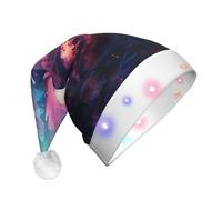 WZYCWB Sombrero de Papá Noel con patrón de mariposa rosa | Sombrero de felpa brillante para Navidad, Año Nuevo y eventos de fiesta