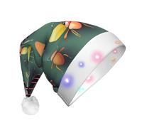 WZYCWB Sombrero de Papá Noel con patrones Atlas de insectos, sombrero de felpa brillante para Navidad, Año Nuevo y eventos de fiesta