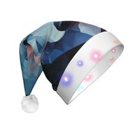 WZYCWB Sombrero de Papá Noel con patrones de lobo de bloque, sombrero de felpa brillante para Navidad, Año Nuevo y eventos de fiesta