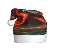 WZYCWB Sombrero de Papá Noel de Año Nuevo para adultos, sombrero de Papá Noel de felpa del rey dragón en fuego, 15.7 pulgadas de alto, sombrero decorativo unisex para fiesta de Año Nuevo