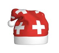 WZYCWB Sombrero de Papá Noel de felpa con bandera suiza, sombrero de Papá Noel de Año Nuevo para adultos, sombrero decorativo unisex para fiesta de Año Nuevo de Navidad