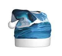 WZYCWB Sombrero de Papá Noel de felpa con delfines saltando, sombrero de Papá Noel de 15.7 pulgadas de alto, sombrero de Papá Noel de Año Nuevo, sombrero decorativo unisex