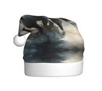 WZYCWB Sombrero de Papá Noel de felpa de caballos corriendo salvajes en el río, sombrero de Papá Noel de 15.7 pulgadas de alto, sombrero decorativo unisex para fiesta de Año Nuevo
