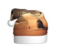 WZYCWB Sombrero de Papá Noel impreso Dreaming of the Pyramids of Khufu, adecuado para fiestas de Navidad, fiestas de Año Nuevo y actuaciones escénicas.