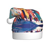 WZYCWB Sombreros de Papá Noel con estampado de ciudad vibrante, ideales para Nochebuena, Año Nuevo y fiestas navideñas, decoraciones festivas