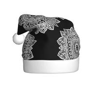 WZYCWB Sombreros de Papá Noel con estampado de mandala de borde negro, ideales para Nochebuena, Año Nuevo y fiestas de vacaciones, decoraciones festivas
