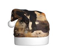 WZYCWB Sombreros de Papá Noel impresos con manada de bisontes norteamericanos, ideales para Nochebuena, Año Nuevo y fiestas de vacaciones, decoraciones festivas