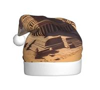 WZYCWB Sombreros de Papá Noel impresos en templos antiguos, ideales para Nochebuena, Año Nuevo y fiestas navideñas, decoraciones festivas