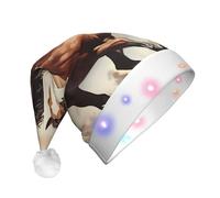 WZYCWB Sombreros de Papá Noel para adultos, diseño de caballo marrón rumbante, regalos de fiesta de Navidad de Año Nuevo, unisex, con luz LED, sombreros de Papá Noel