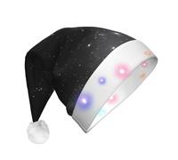 WZYCWB Sombreros de Papá Noel para adultos, diseño de galaxia en blanco y negro, regalos de fiesta de Navidad, unisex, con luz LED de Año Nuevo, sombreros de Papá Noel