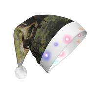 WZYCWB Sombreros de Papá Noel para adultos, diseño de mono sentado en un árbol, regalos de fiesta de Navidad de Año Nuevo, unisex, con luz LED, sombreros de Papá Noel
