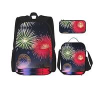 WZYCWB Splendid Fireworks - Juego de mochila (3 piezas), mochila escolar para estudiantes + estuche + bolsa de almuerzo, mochila de gran capacidad