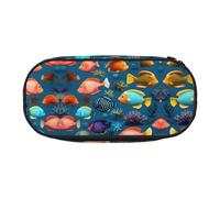 WZYCWB Submarine Reef Fish - Estuche para lápices de gran capacidad, caja de almacenamiento multifuncional, portátil y duradero, para suministros de oficina y escuela, Black, Talla única, Estuche de