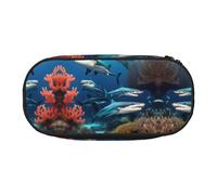 WZYCWB Submarine Shark Coral - Estuche para lápices de gran capacidad, caja de almacenamiento multifuncional, portátil y duradero, para suministros de oficina y escuela, Black, Talla única, Estuche de
