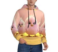 WZYCWB Sudadera con capucha para hombre con estampado de pollitos rosados y bolsillos con cordón.