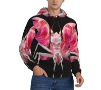 WZYCWB Sudadera con capucha para hombre con estampado Orchid Praying Mantis y bolsillos con cordón., Negro, Small