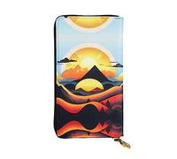 WZYCWB Sunrise Mountain Cartera de cuero, compartimento con cremallera de gran capacidad, buen regalo para amigos, bolso de mano de 7.5 x 4.1 pulgadas de largo, negro, talla única, negro, talla única