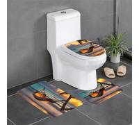 WZYCWB Sunset Beach - Juego de 3 alfombrillas de baño con diseño de hamaca de playa, alfombra fácil de limpiar, adecuada para baño, tocador, inodoro