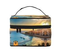 WZYCWB Sunset in Barcelona - Neceser grande para mujer, bolsa de cosméticos portátil de gran capacidad, bolsa de cosméticos de viaje para niñas, color negro, talla única, color negro, talla única