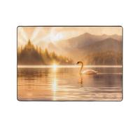 WZYCWB Swan in the Lake Pinting Alfombra de 80 x 58 pulgadas, pelo corto suave y esponjoso, adecuada para sala de estar, oficina, mesita de noche, balcón