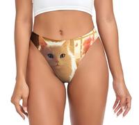 WZYCWB Tanga tibetana de pelo largo con estampado de gato suave, lencería sexy, bragas de bikini, para uso diario, Negro, XXL