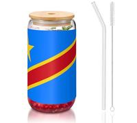 WZYCWB Tapa de bambú impresa con la bandera del Congo para café helado caliente y frío, té con leche y cerveza. Una elegante taza de agua.