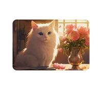 WZYCWB Tapete de bienvenida tibetano con estampado de gato largo de 40,6 x 61 cm, tapete absorbente para puerta de baño y cocina