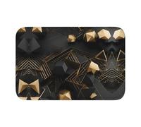 WZYCWB Tapete de invierno lavable a cuadros negros y dorados, tapete de dobladillo de 15.7 x 23.6 pulgadas, tapete de bienvenida absorbente para puerta delantera y trasera