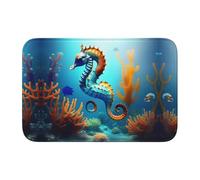 WZYCWB Tapete de invierno lavable con diseño de caballito de mar de coral de fondo marino, tapete de dobladillo de 15.7 x 23.6 pulgadas, tapete de bienvenida absorbente para puerta delantera y trasera