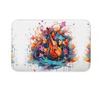 WZYCWB Tapete de invierno lavable con diseño de guitarra de notas coloridas, tapete de dobladillo de 15.7 x 23.6 pulgadas, tapete de bienvenida absorbente para puerta delantera y trasera