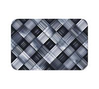 WZYCWB Tapete de invierno lavable de tela a cuadros gris y blanco, tapete de dobladillo de 15.7 x 23.6 pulgadas, tapete de bienvenida absorbente para puerta delantera y trasera