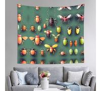 WZYCWB Tapiz de pared con estampado Atlas de insectos, 152 x 130 cm, perfecto para murales de pared de sala de estar o dormitorio