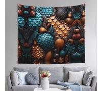 WZYCWB Tapiz de pared impreso con patrón de escamas de pescado, 152 x 130 cm, perfecto para murales de pared de sala de estar o dormitorio