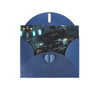 WZYCWB Tarjeta navideña de papel nacarado azul con diseño de robot del futuro con sobre. Adecuado para deseos de cumpleaños, bodas, felicitaciones y condolencias.