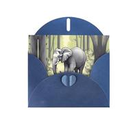 WZYCWB Tarjeta navideña de papel nacarado azul con estampado de elefante caminando con sobre, adecuada para deseos de cumpleaños, bodas, felicitaciones y condolencias.