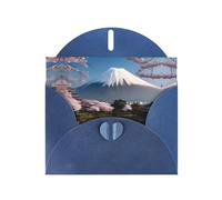 WZYCWB Tarjeta navideña de papel nacarado azul con sobre impresa de Monte Fuji a principios de primavera. Adecuado para deseos de cumpleaños, bodas, felicitaciones y condolencias.