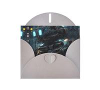 WZYCWB Tarjeta navideña de papel nacarado gris con diseño de robot del futuro con sobre. Adecuado para deseos de cumpleaños, bodas, felicitaciones y condolencias.