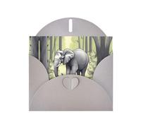 WZYCWB Tarjeta navideña de papel nacarado gris con estampado de elefante caminando con sobre. Adecuado para deseos de cumpleaños, bodas, felicitaciones y condolencias.