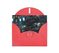 WZYCWB Tarjeta navideña de papel nacarado rojo con sobre con diseño de robot del futuro. Adecuado para deseos de cumpleaños, bodas, felicitaciones y condolencias.