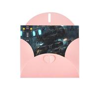 WZYCWB Tarjeta navideña de papel nacarado rosa con diseño de robot del futuro con sobre, adecuada para deseos de cumpleaños, bodas, felicitaciones y condolencias.