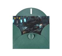 WZYCWB Tarjeta navideña de papel nacarado verde oscuro con diseño de robot del futuro con sobre. Adecuado para deseos de cumpleaños, bodas, felicitaciones y condolencias.