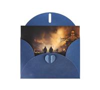 WZYCWB Tarjetas con patrón azul de bomberos que luchan contra incendios, tarjetas de felicitación navideñas, adecuadas para familiares, amigos y parejas