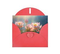 WZYCWB Tarjetas con patrón rojo de loto floreciente, tarjetas de felicitación navideñas, adecuadas para familiares, amigos y parejas