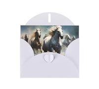 WZYCWB Tarjetas navideñas de papel perlado con caballos corriendo salvajes en el río, tarjetas para todas las ocasiones, Navidad, agradecimiento, boda, cumpleaños, día de San Valentín