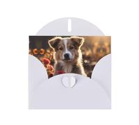 WZYCWB Tarjetas navideñas de papel perlado de perros y rosas, tarjetas para todas las ocasiones, Navidad, agradecimiento, boda, cumpleaños, día de San Valentín