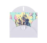 WZYCWB Tarjetas navideñas impresas blancas de castillo de cuento de hadas, perfectas para saludos navideños conmovedores